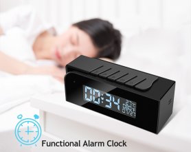 Cámara de reloj despertador FULL HD + LED IR + WiFi y P2P + detección de movimiento + temperatura