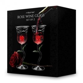 Poháre na víno v tvare ruže  - Darčekový set vínových pohárov ruža 2ks