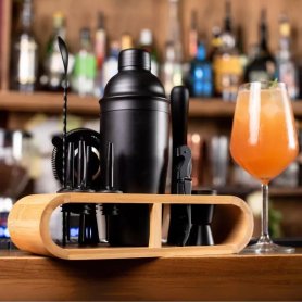 Set de coctelera de 750 ml - Set de regalo para preparar cócteles con 11 accesorios en color negro