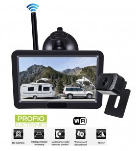 Wireless car camera set - 5" monitor + mini rear HD camera (IP68 protection)