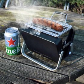 Mini grill 30x 22,5x 7,5cm - compacto y portátil para acampar en maletín