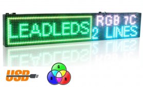 Painel informativo de LED com suporte de 7 cores - 51 cm x 15 cm