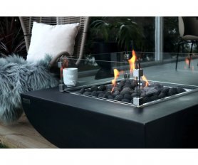 Cheminée de luxe portable - foyer à gaz pour jardin ou terrasse (béton noir)