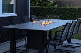 Mesa con chimenea de gas 2 en 1 - Mesa de comedor de lujo para el jardín o la terraza