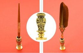 Set Hadiah Mewah - Pen Fountain + 5 Biji + Penyangga + Pembuka Surat + Setem Lilin
