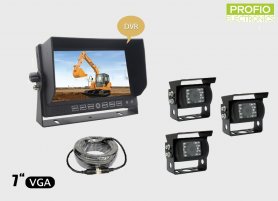Set na parkování se 7 "LCD monitor s nahráváním + 3x voděodolná kamera s úhlem 150 °