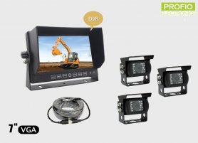 Set na parkovanie so  7" LCD monitor s nahrávaním + 3x vodeodolná kamera s uhlom 150°