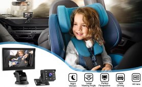 Kamerasystem til overvågning af børn i bilen - 4,3" Monitor + HD-kamera med IR