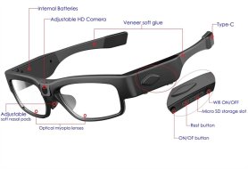 Spy camera glasses transparent + WiFi (iOS/Android) with 2K video resolution + IP22 waterproof