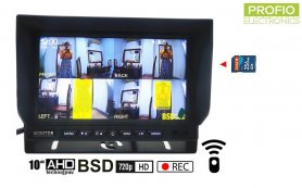 10" LCD-skjerm for 4 ryggekameraer med blindsoneovervåking (BSD) system med opptak