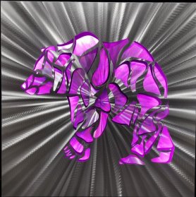 Metal decorative wall art - (aluminum / silver) - LED backlight RGB 20 colors - Bear 50x50cm