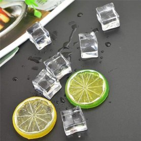 Fake ice cubes - artificial acrylic set of 100 pcs ice cubes (blocks)