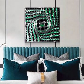 Pinturas 3D na parede metal (alumínio) LED retroiluminado RGB 20 cores - ESPIRAL 50x50cm