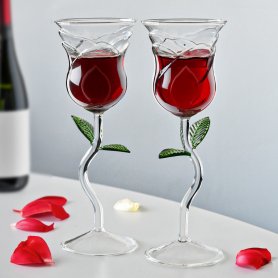 Verres à vin rose ensemble de 2 - cadeau de verre à vin en forme de rose