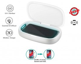 Caja de desinfección XGerm ULTRA: esterilización de aroma en 8 minutos con 2x 1W UV + carga inalámbrica 10W