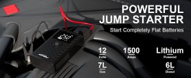 Portable battery 8000 mAh + car jump starter + starting cables + Car compressor 150 PSI