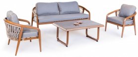Puutarhaistuimet - Moderni alumiini/rottinki istuinsetti 4 hengelle + pöytä