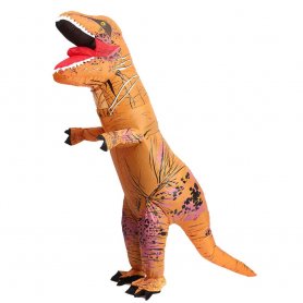 Dinosaurier Kostüm Aufblasanzug aufblasbar XXL - T Rex Halloween Kostüm (Dino Outfit) bis 2,2m + Fächer