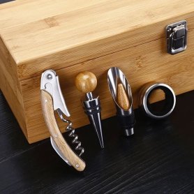 Caja de madera para vino (cajas de vino) - Caja de regalo de vino de lujo con 4 accesorios