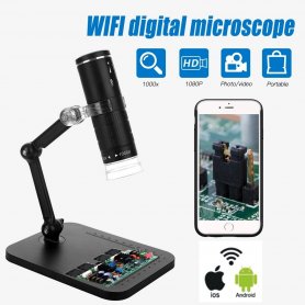 Cep telefonu iOS ve Android için 1000x yakınlaştırmalı Wifi telefon mikroskobu FULL HD