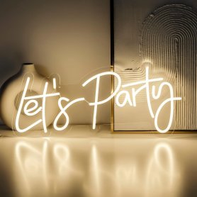 LETS PARTY - LED svetelný nápis reklama - neon logo na stenu visiace