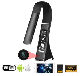 Table lamp spy camera (folding) WiFi with P2P + FULL HD + display Weather station + Clock