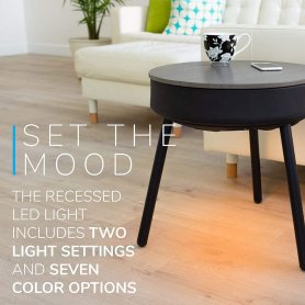 Bluetooth side table na may SPEAKERS at 12x LED lighting (interior / exterior)