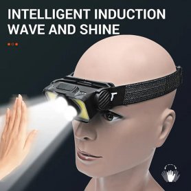 Galvos žibintuvėlis – LED priekinis žibintas baltas/raudonas – itin galingas įkraunamas 6 režimais