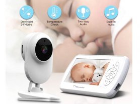 Nanny kamerák audio készlettel - 4,3" LCD + Wifi FULL HD kamera IR LED-del + VOX + hőmérő