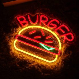 Burger - Reklamný svietiaci LED neonový pútač (nápis - logo)