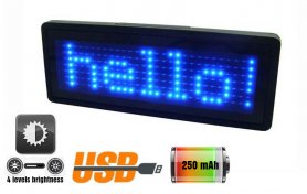 LED-nimilappu - Sininen 9,3 cm x 3,0 cm