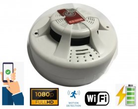 Reálny funkčný detektor dymu so spy kamerou FULL HD + WiFi + detekcia pohybu
