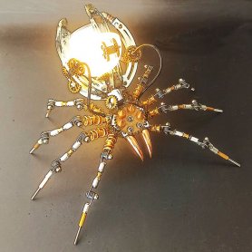 3D-pulma SPIDER - ruostumattomasta teräksestä valmistettu metallinen pulmamalli + LED-lamppu