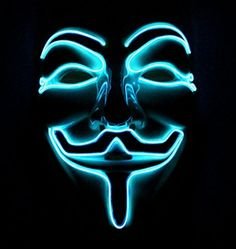 Neónové masky Anonymous - Modrá