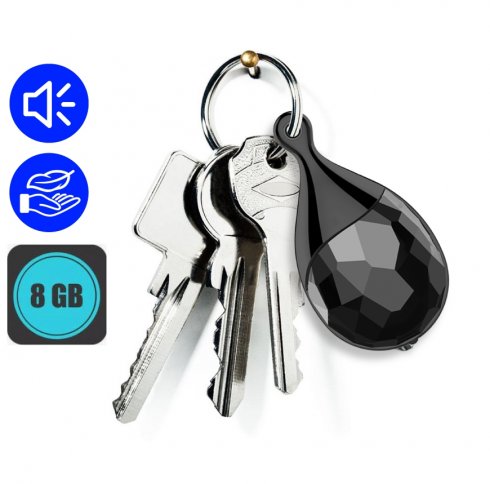 Keychain voice recorder - hidden secret sound recording + 8 GB memory + sound detection