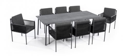 Terasovo sezení - set (hliník) - luxusní zahradní nábytek jídelní stůl + židle pro 8 osob