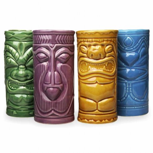 Koktejlové keramické poháry - TIKI Mugs sada 4ks