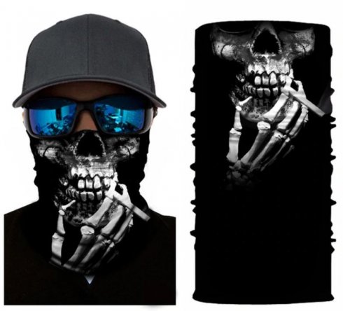 Protective scarf (bandana) - SKull na may sigarilyo