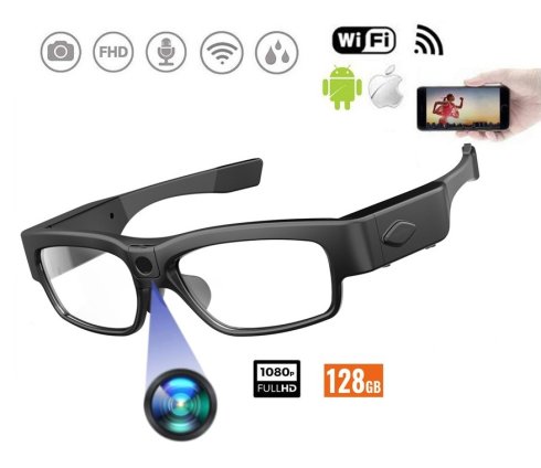 Brýle s kamerou průsvitné Wifi (iOS/Android) s 2K rozlišením - Kamera v brýlích + IP22
