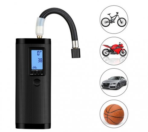 Smart digital cykelpump automatisk + Powerbank + LED-ficklampa