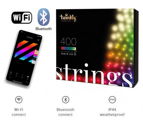 LED-julgransljus - LED Twinkly Strings - 400 st RGB + W + BT + Wi-Fi