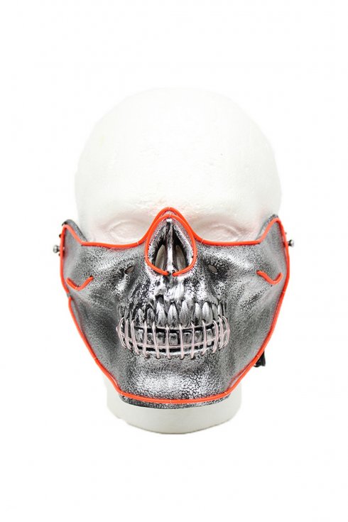 Maska za obraz sijoča Skull LED - rdeča
