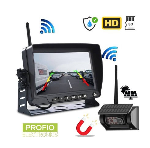 Cuvacia kamera s monitorom 7" - Set bezdrótová kamera HD 720P Magnetická Solárna s 7 IR LED