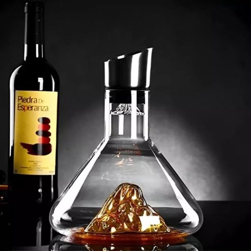 Boroskancsó - Luxus boros dekanter 1500ml szett arany hegy + tisztító golyókkal