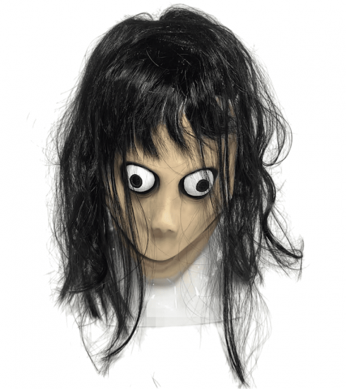 Skremmende dukke (jente) Momo ansiktsmaske - for barn og voksne til Halloween eller karneval