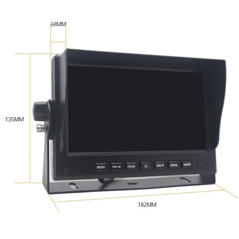 VSYSTO 4CH Dash cam per camion HD 1080P Schermo da 7,0'' Videocamera di backup del veicolo Vista laterale posteriore anteriore, con obiettivo per visione notturna a infrarossi GPS per semirimorchio