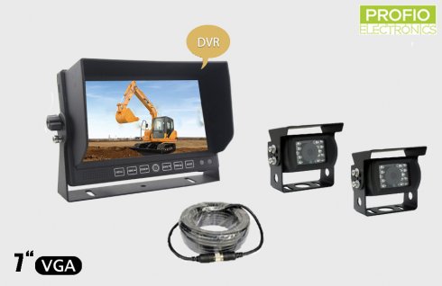 Partajare și reglare DVR set monitor LCD de 7 "cu înregistrare + 2x camera impermeabilă cu unghi de 150 °