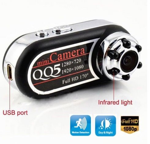 HD mini digitale spy camera met 6 IR LED - nachtopname