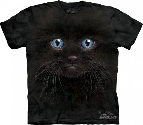 Животное лицо футболку - Котенок черный