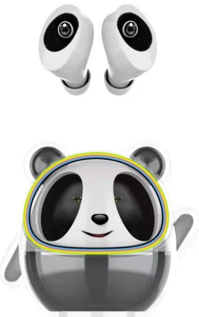 Casque sans fil PANDA avec Bluetooth dans un boîtier de chargement + Li-ion 400 mAh